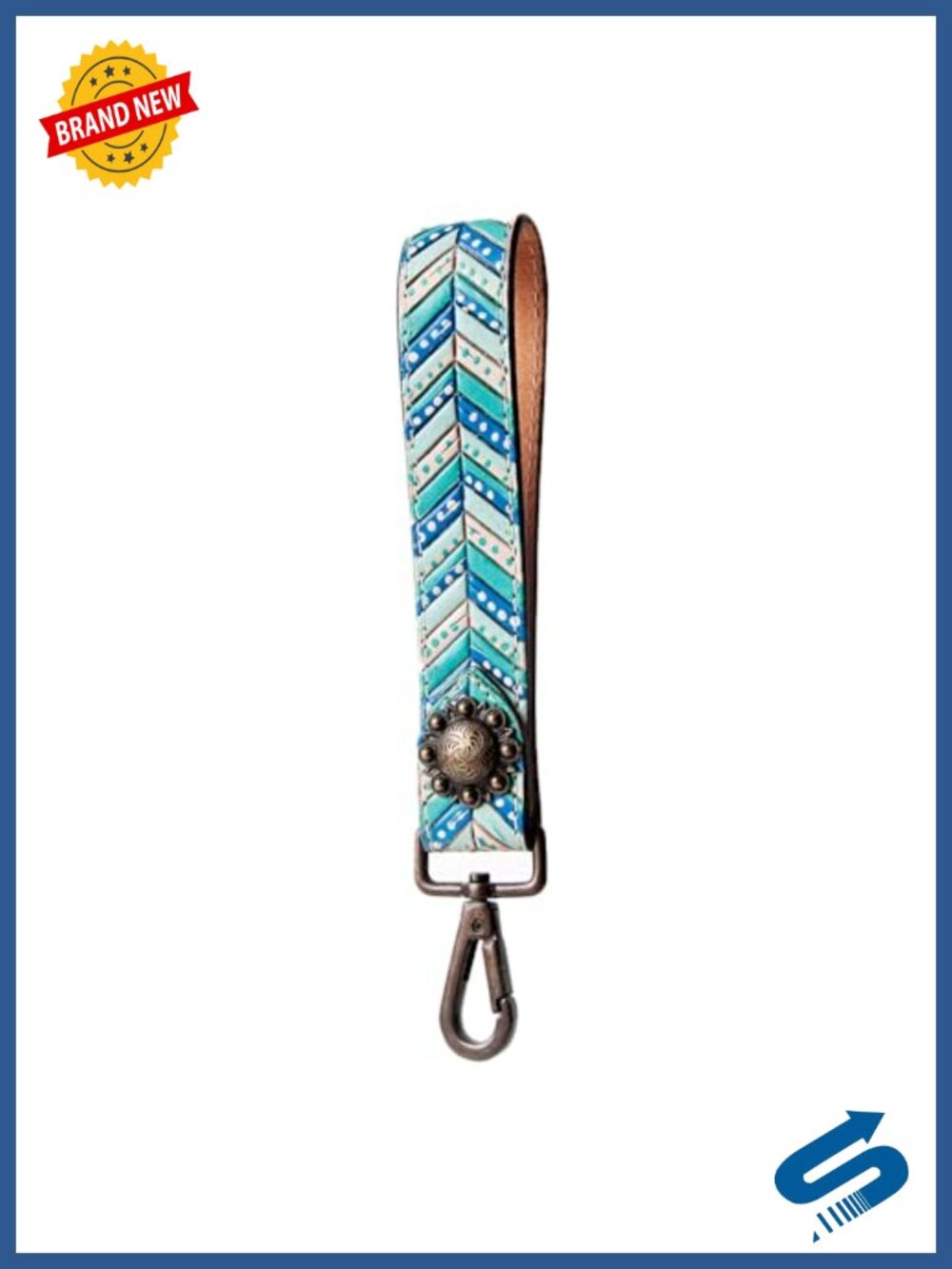 Genuine Leather Hand Tooled Wristlet Strap Phone Wallet Keychain